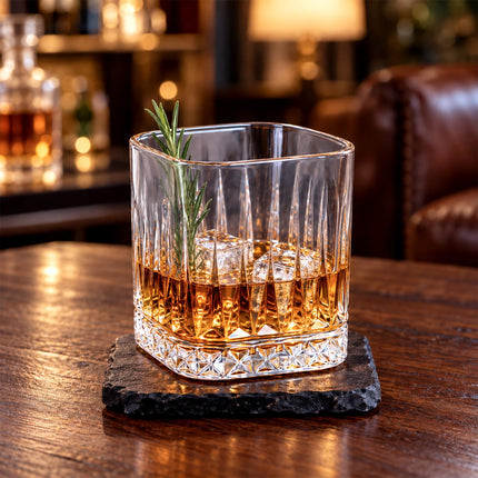 Whiskey Glasses Set of 6, Square Rocks Glasses for Bourbon & Rum Cocktails