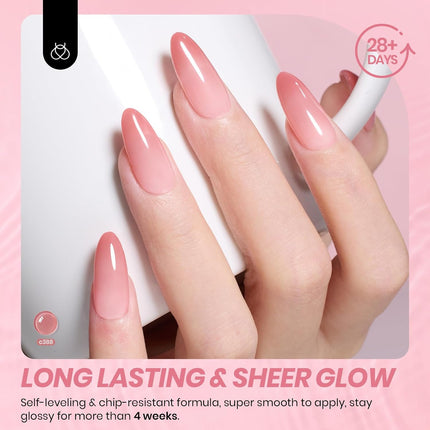 Beetles Jelly Gel Nail Polish Set, 6 Colors Jelly Gel Polish Kit Nude Pink Neutral Nail Art Design Sheer Translucent Gel Nail Kits Soak Off Uv Nail Lamp Cured Nail Manicure Gift for Women