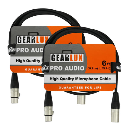 XLR Microphone Cable, Fully Balanced, Male to Female, 25 Feet - 2 Pack