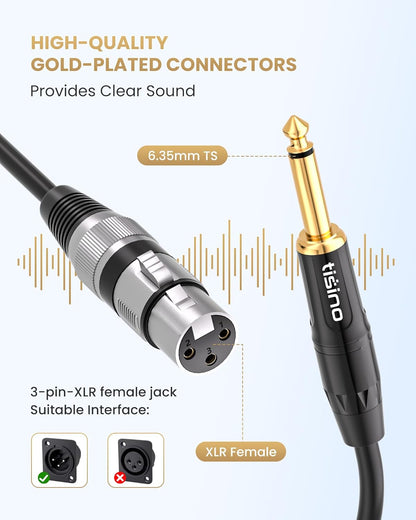 Female XLR to 1/4 (6.35mm) TS Mono Jack Unbalanced Microphone Cable Mic Cord for Dynamic Microphone  - photo 2