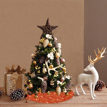 Orange Christmas Tree Skirt 21 Inch Fall Tree Skirt Sequin Velvet Tree Skirt Mini Xmas Tree Skirts Halloween Tree Decoration Glitter Christmas Tree Cover Skirt Mat for Holiday Christmas Tree Ornaments