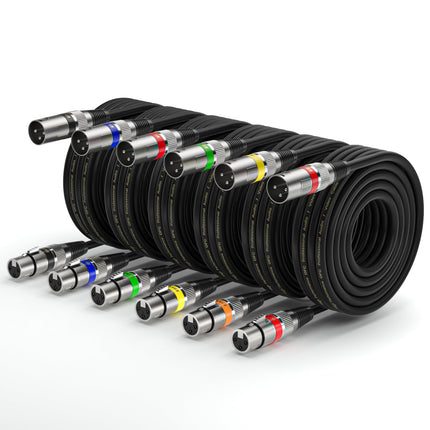 XLR Cable 20ft 4 Pack - Mic Cables Balanced DMX Cable Male to Female