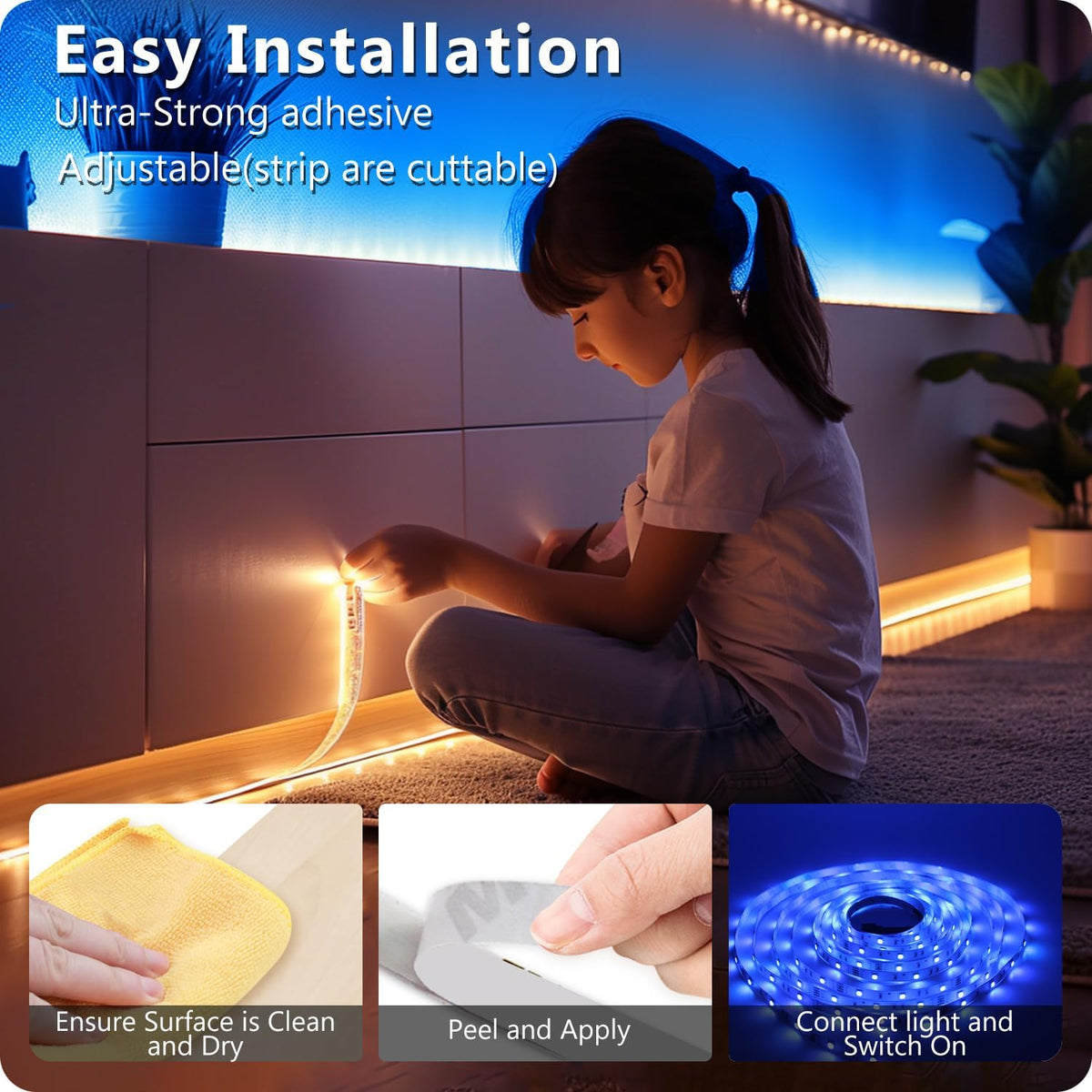 110ft Smart RGB LED Strip Lights with App Remote Control - photo 4