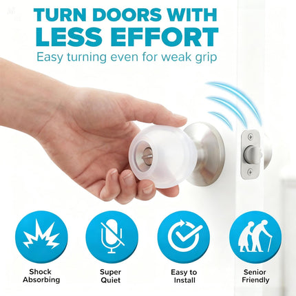 STRONGEST HOME Clear Silicone Door Knob Cover & Wall Protector – Soft Rubber Handle Grip for Arthritis Support and Quiet Damage Prevention (2 Pack)