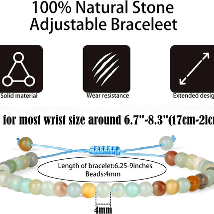 QOGIR Handmade Healing Bracelet,6mm Natural Gem Stone Bracelet rope bracelet