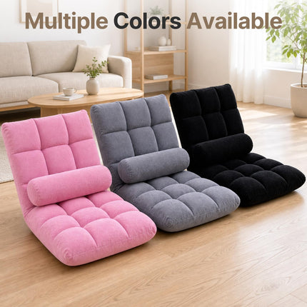 Folding Floor Chair with Back Support, 6 Adjustable Position