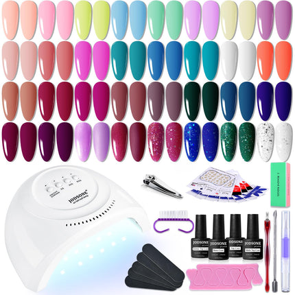 Gel Nail Polish Kit with U V Light 32 Colors Gel Polish Nail + 4 Functional Adhesive Bottles Kit Soak - photo 15
