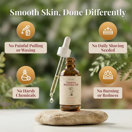 Dersie Cyperus Rotundus Oil: Cyperus Rotundus Oil for Hair Removal – Natural Hair Growth Inhibitor for Unwanted Face & Body Hair Reduction – Soothing Daily Skin Oil with Post-Hair-Removal Care (55 mL)