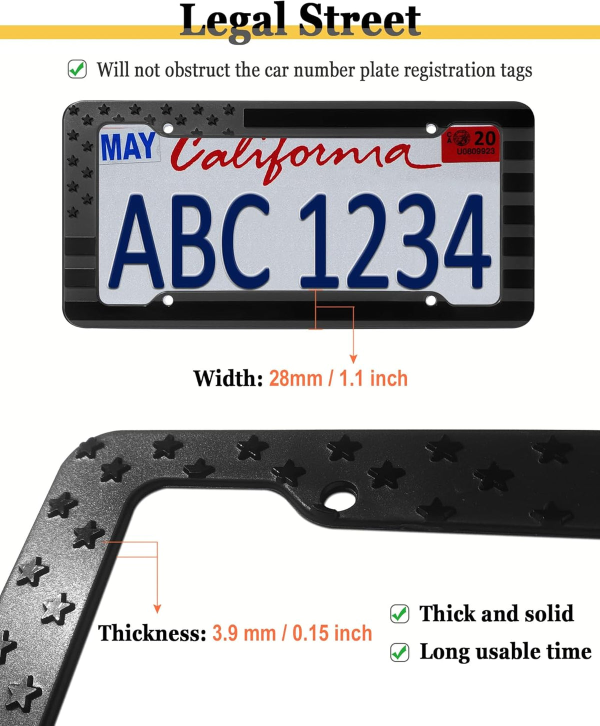 American Flag License Plate Frame- 2 Pack Patriotic ABS Plastic Car - photo 4