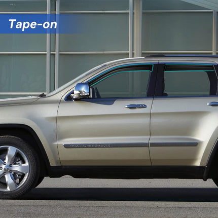 YQAUTEC Window Visors Rain Guards Shield for Jeep Grand Cherokee 2011-2021, Wind Deflectors Vent Shades 4PCS Tape-On