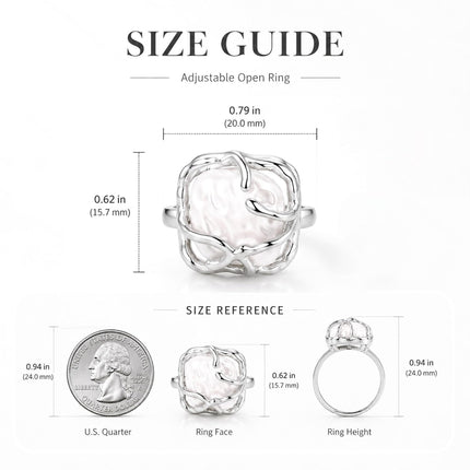 Irregular Baroque Ring for Women, Adjustable Statement Ring