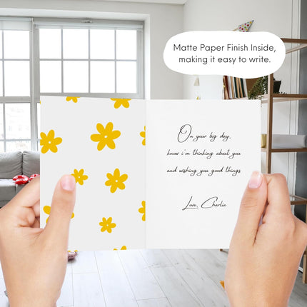 Graduation Card for Graduate Student College High School Grad Friend Family Son Daughter – Cute Funny Punny Greeting Card for Congratulations, New Job, Promotion, New Home – Blank Inside (A Sweet Ending To a New Beginning)