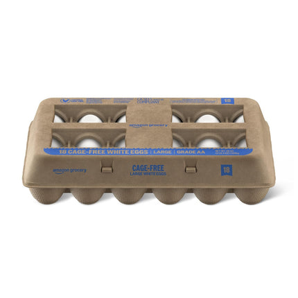 Amazon Grocery, Cage-Free Large White Eggs, Grade AA, 18 Ct