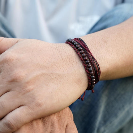 Handmade Natural Stone Beaded Healing Bracelet Gift for Men Adjustable Rope String Bracelet