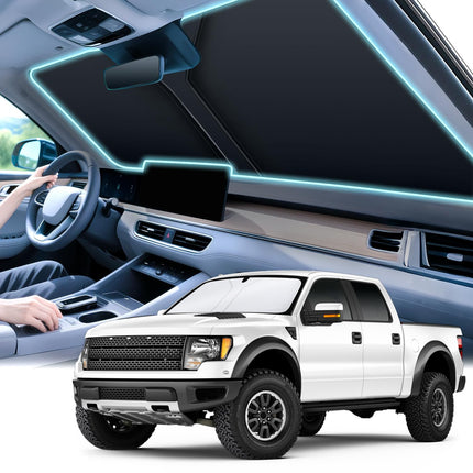 300T Universal Car Windshield Sun Shade, Foldable Reflective for Windshield & Window Shades with Overlapping Design, Car Interior Accessories (58" L x 32" W)