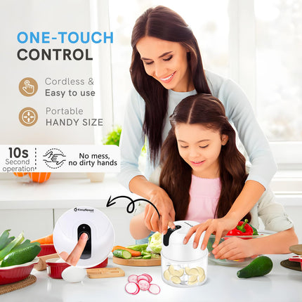 Electric Garlic Chopper, 250ml Mini Food Processor, USB Rechargeable Garlic Mincer, Wireless Small Food Chopper for Onion, Veggie, Ginger, Chili, Fruit, Meat