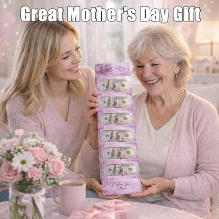 Mothers Day Money Envelope for Cash Gifts,7.1X3.5inch Mom Birthday Card with Butterfly Envelope, Money Holder with 6 Slots, Writable Back with Surprise Gift Idea for Mom (Purple Lavender)