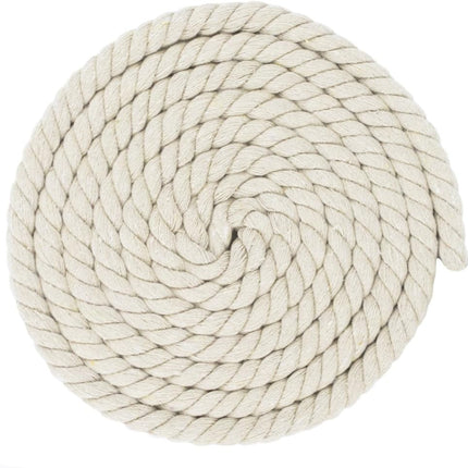 Super Soft 3 Strand Twisted Cotton Rope (Natural, 1/2 Inch x 10 Feet)