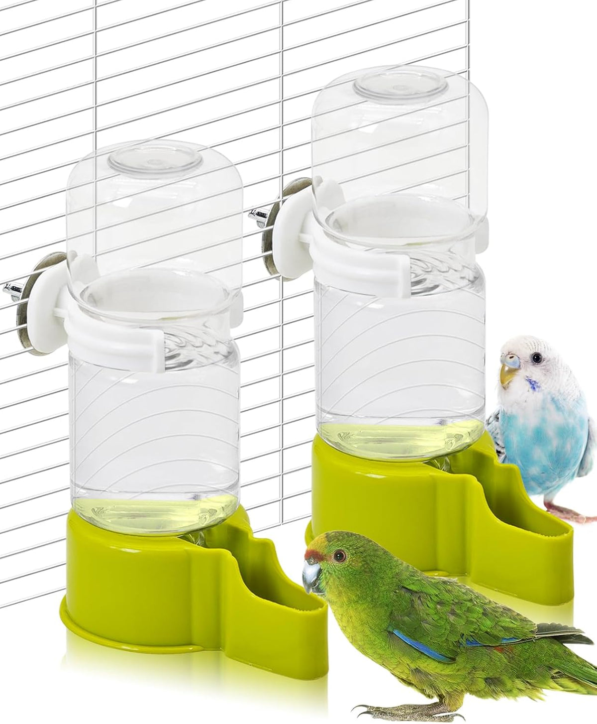 Automatic Bird Water Dispenser 2 Pcs No Mess Parrot Cage Water Feeder Drinker Suspended Bird Drinking Device Parakeet