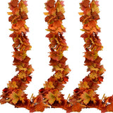 3 Pack Maple Leaf Garland - 5.9Ft/Piece, Orange, Artificial Autumn Foliage Thanksgiving Decor
