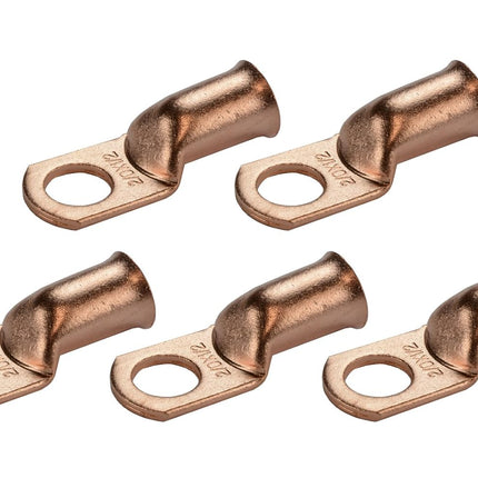 TEMCo 5 Pack Bare Copper Welding Battery Cable Ends, Lugs Terminal 2/0 AWG 1/2" Hole (6 AWG to 1/0 AWG Options Available)