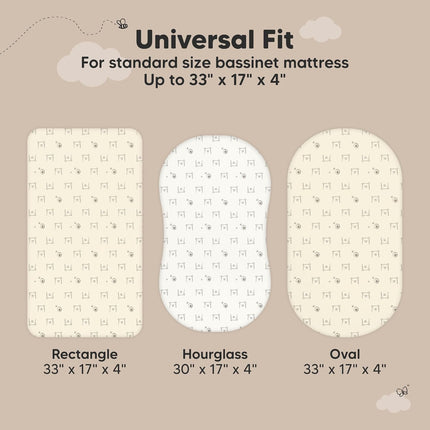 Amazon.com : 2-pk Waterproof Bassinet Sheets Girls, Boys, Cotton - 33x17 Universal Bassinet Mattress Pad Protector Cover,Compatible with Graco,Baby Delight,Chicco,Halo Bassinest Swivel Sleeper Fitted (Bumble Bear) : Baby