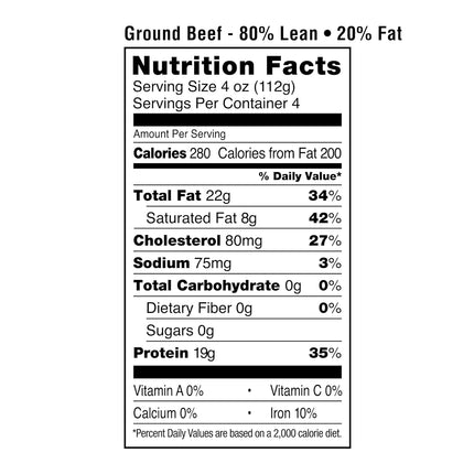 Amazon Grocery, Ground Beef, 80% Lean/20% Fat, 1 lb