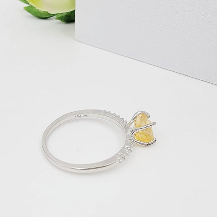 Real Raw Crystal Dainty Ring white Gold Birthstone gift for sister daughter niece Christmas birthday Uniquelan Jewelry