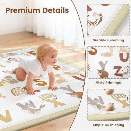 50"×50" Baby Play Mat for Floor & Playpen, 1.2" Thick High-Density Foam Nursery Mat for Tummy Time, Soft Plush Carpet with Non-Slip Bottom for Infant Toddler Baby Crawling Playing (Alphabet)