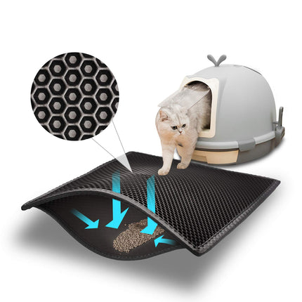 Litter Box Mat, Double-Layer Urineproof Design, 30" x 24" Gray
