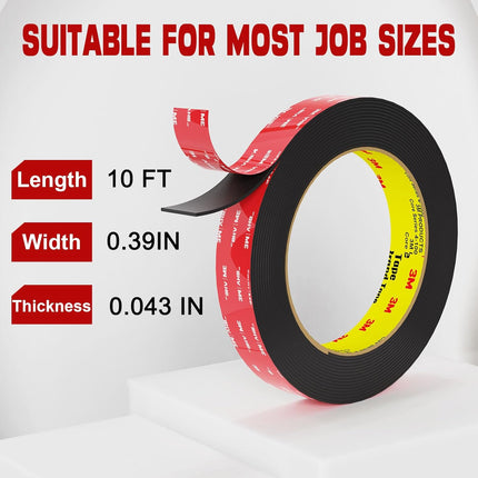 Double Sided Tape Heavy Duty 10FT,Double Sided mounting Tape for Walls,vhb Strong Double Sided Tape Heavy Duty for Car, LED Strip Light, Home/Office Decor