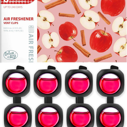 Car Air Freshener Vent Clips, 8 Pack, Provides Long-Lasting Scent, Up to 240 Days, Odor Eliminator (Apple Cinnamon)