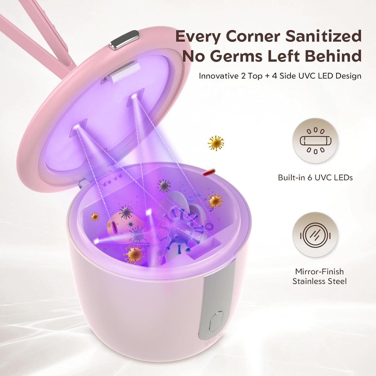 Portable Pink Pacifier Sanitizer with Smart Display - photo 3