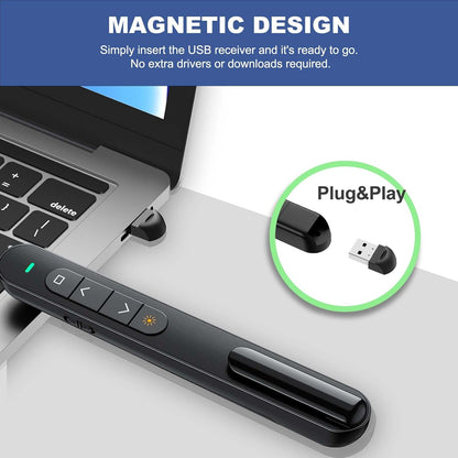 Presentation Clicker for PowerPoint, RF 2.4GHz USB Wireless Presenter Remote with Volume Control - photo 4