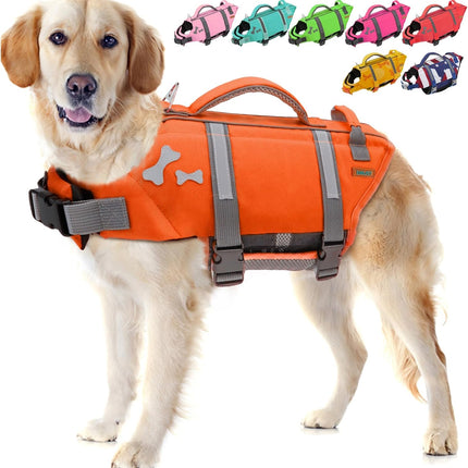 EMUST Dog Life Jacket, Dogs Life Vests for Swimming, Beach Boating with High Buoyancy, Dog Flotation Vest L, NewOrange