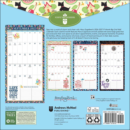 Mary Engelbreit's 2026-2027 17-Month Big Grid Wall Planner Calendar