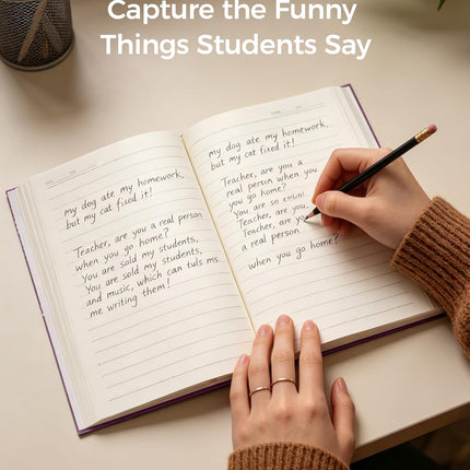 Teacher Appreciation Gift Notebook,Funny Teacher Gift,“Funny Things My Students Said”Journal,Hardcover Lined Teacher Notebook, End of Year Thank You Gift for Teachers,8.3 x 5.5 Inches,80 Pages