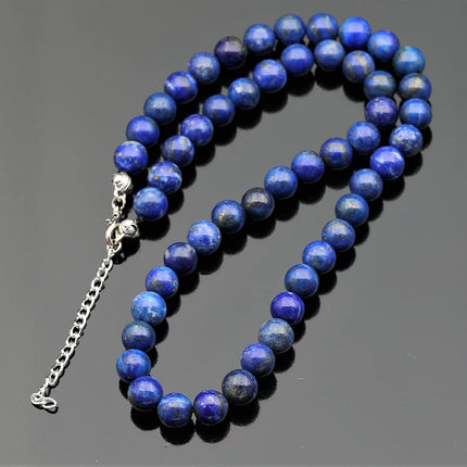 Natural Gemstone Beaded Choker Necklace | 8mm Handmade Adjustable Jewelry for Men & Women | Chakra Balancing Crystal Necklace | Spiritual Gift | Macrame Cord with Extender