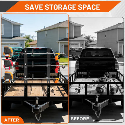 Weed Eater Rack for Trailer, 3 Place Heavy Duty Rust-Proof Weedeater Racks, Trimmer Rack for Open Trailer Truck with Combination Locks