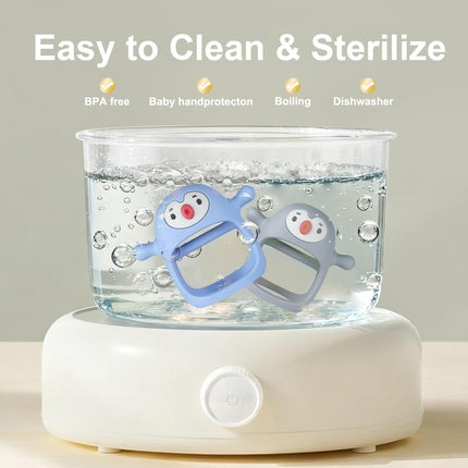 Baby Teething Toys for 0-6Months, Teethers for Babies 3-6Months | Penguin Teether | Hand Teether |Teething Mittens for Teething Relief, Baby Pacifier |Teething Pacifiers for Baby, Light Blue