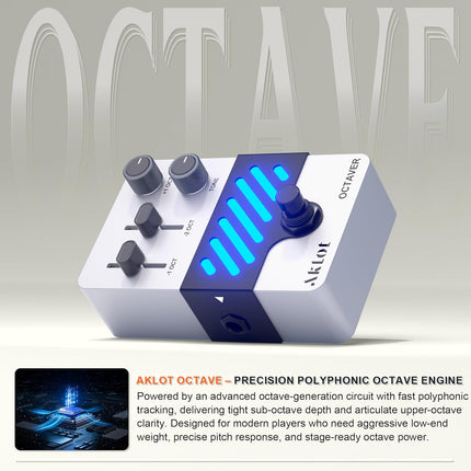 AKLOT Octave Electric Guitar Pedal: Fast Tracking & Dynamic Response, +1/-1 Octave & Level Controls, Mini Guitar Effects Pedal True Bypass, NEON SubShift