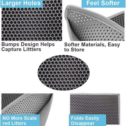 Pieviev Cat Litter Mat Double Layer Waterproof Urine Proof Trapping Mat 1 Pack (Gray, 24x15 Inch (Pack of 1))