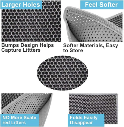 Cat Litter Mat Double Layer Waterproof Urine Proof Trapping Mat 1 Pack (Gray, 24x15 Inch (Pack of 1)) - photo 4
