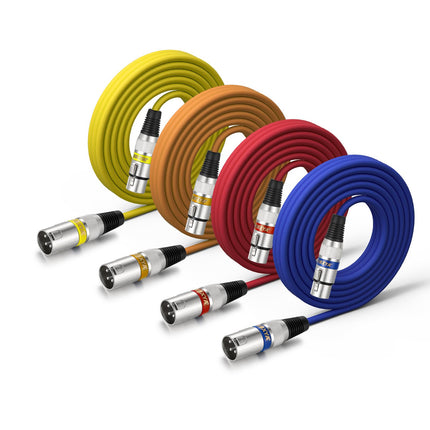 XLR Cable 15ft 4 Pack - 3 Pin Balanced Male to Female Mic Cable