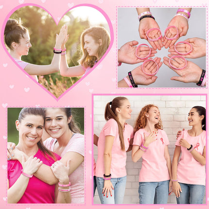 42pcs Breast Cancer Awareness Accessories Silicone Bracelets