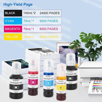 Replacement for Epson 502 Ink Refill Bottles for ET-3760 ET2760 ET2750 ET-4760 ET-2850 ET-15000 ST-4000 ST-2000 ET-3710 ET-3850 ET-3750 ET-4850 ET4750 ET2700 ST3000 ET3700 Printer (2BK C M Y)