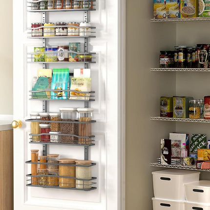 White 9-Tier Over The Door Pantry Organizer, Pantry Organization And Storage, Metal Hanging Spice Rack Shelves Door, Home & Kitchen Essentials, Laundry Room Bathroom Organization