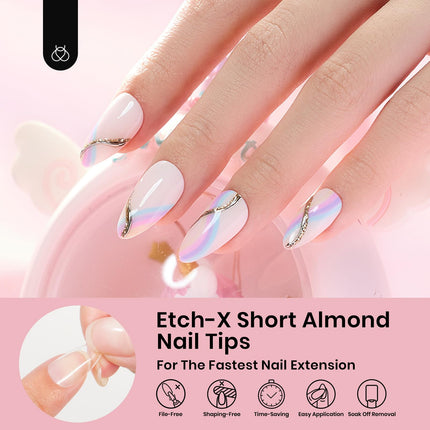 Soft Gel Nail Tips Short Almond 288pcs in 12 Sizes Etch-X