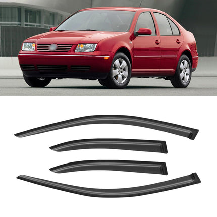 Window Visor for Jeep Cherokee 1984-2001 (Excludes Limited Model), Out-Channel Rain Guards Shields Vent Deflector Shade Wind Dark Smoke, Tape-On Outside-Mount, 4PCS