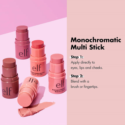e.l.f. Monochromatic Multi Stick, Travel-Sized Luxuriously Creamy & Blendable Color For Eyes, Lips & Cheeks, Vegan & Cruelty-Free, Bronzed Cherry, 0.17 Oz